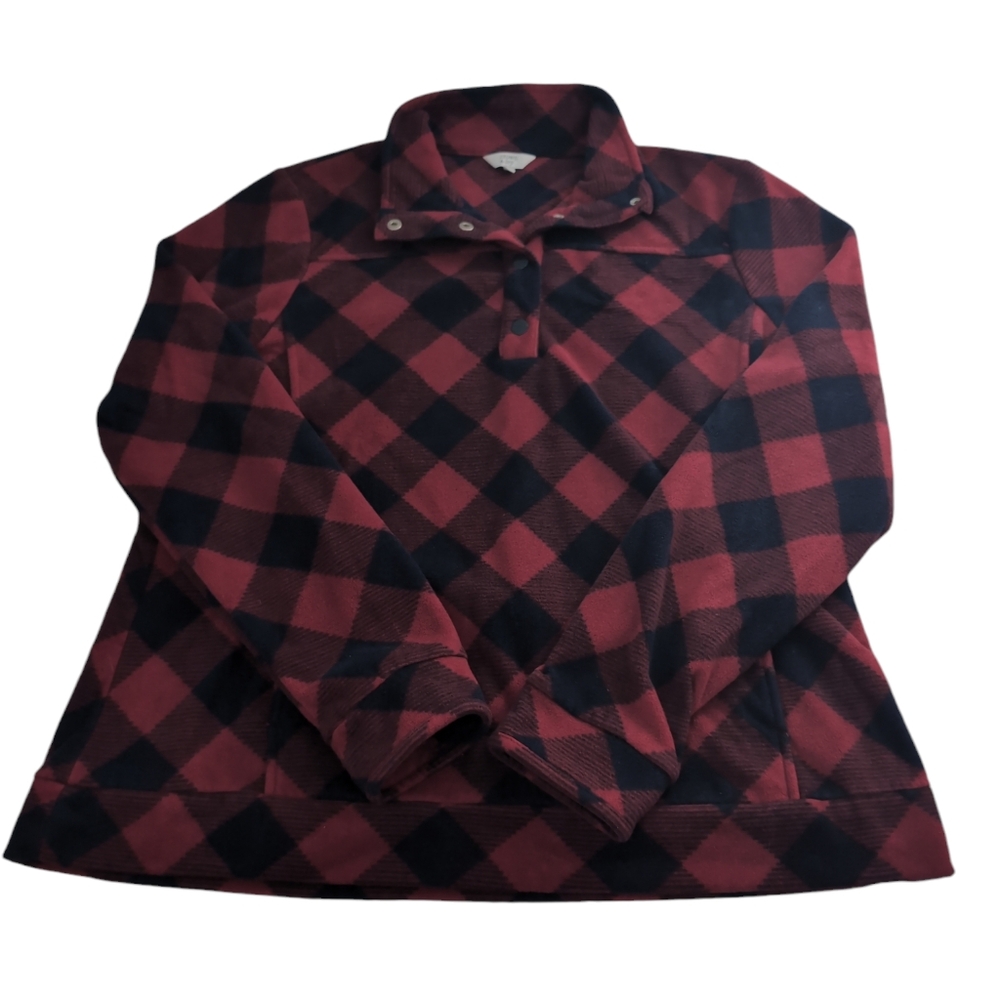 Crown & Ivy 1/4 snap top pullover, Buffalo check, women's XL